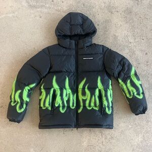 VISION OF SUPER black/green flame puffer